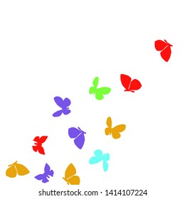 Summer Background with Colorful Butterflies. Simple Feminine Pattern for Card, Invitation, Print. Trendy Decoration with Beautiful Butterfly Silhouettes. Vector Background with Moth
