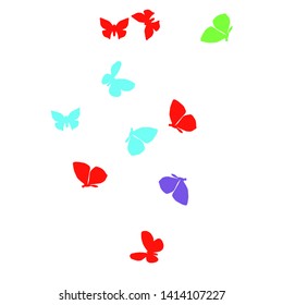 Summer Background with Colorful Butterflies. Simple Feminine Pattern for Card, Invitation, Print. Trendy Decoration with Beautiful Butterfly Silhouettes. Vector Background with Moth
