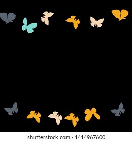 Summer Background with Colorful Butterflies. Simple Feminine Pattern for Card, Invitation, Print. Trendy Decoration with Beautiful Butterfly Silhouettes. Vector Background with Moth
