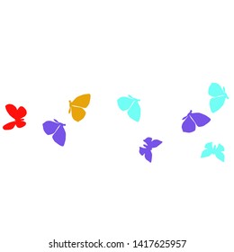 Summer Background with Colorful Butterflies. Simple Feminine Pattern for Card, Invitation, Print. Trendy Decoration with Beautiful Butterfly Silhouettes. Vector Background with Moth