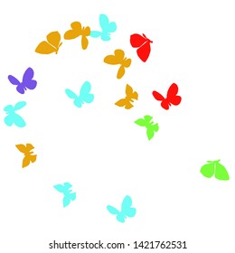 Summer Background with Colorful Butterflies. Simple Feminine Pattern for Card, Invitation, Print. Trendy Decoration with Beautiful Butterfly Silhouettes. Vector Background with Moth

