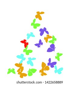 Summer Background with Colorful Butterflies. Simple Feminine Pattern for Card, Invitation, Print. Trendy Decoration with Beautiful Butterfly Silhouettes. Vector Background with Moth
