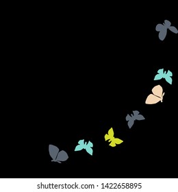 Summer Background with Colorful Butterflies. Simple Feminine Pattern for Card, Invitation, Print. Trendy Decoration with Beautiful Butterfly Silhouettes. Vector Background with Moth
