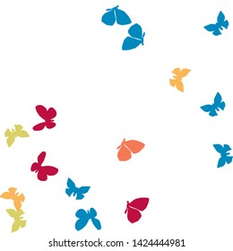 Summer Background with Colorful Butterflies. Simple Feminine Pattern for Card, Invitation, Print. Trendy Decoration with Beautiful Butterfly Silhouettes. Vector Background with Moth
