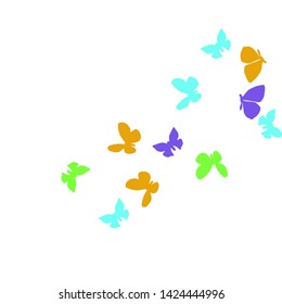 Summer Background with Colorful Butterflies. Simple Feminine Pattern for Card, Invitation, Print. Trendy Decoration with Beautiful Butterfly Silhouettes. Vector Background with Moth
