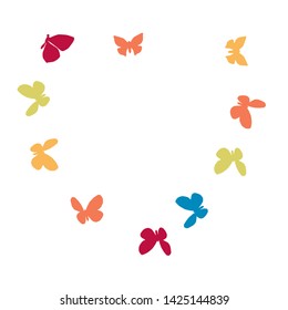 Summer Background with Colorful Butterflies. Simple Feminine Pattern for Card, Invitation, Print. Trendy Decoration with Beautiful Butterfly Silhouettes. Vector Background with Moth
