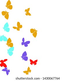 Summer Background with Colorful Butterflies. Simple Feminine Pattern for Card, Invitation, Print. Trendy Decoration with Beautiful Butterfly Silhouettes. Vector Background with Moth
