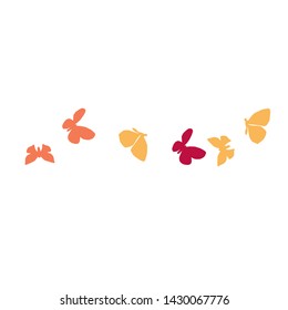 Summer Background with Colorful Butterflies. Simple Feminine Pattern for Card, Invitation, Print. Trendy Decoration with Beautiful Butterfly Silhouettes. Vector Background with Moth
