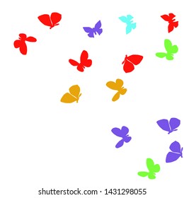 Summer Background with Colorful Butterflies. Simple Feminine Pattern for Card, Invitation, Print. Trendy Decoration with Beautiful Butterfly Silhouettes. Vector Background with Moth
