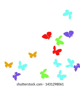 Summer Background with Colorful Butterflies. Simple Feminine Pattern for Card, Invitation, Print. Trendy Decoration with Beautiful Butterfly Silhouettes. Vector Background with Moth
