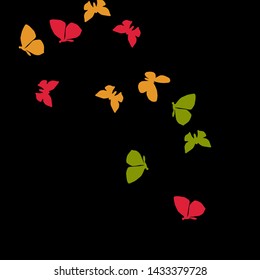 Summer Background with Colorful Butterflies. Simple Feminine Pattern for Card, Invitation, Print. Trendy Decoration with Beautiful Butterfly Silhouettes. Vector Background with Moth