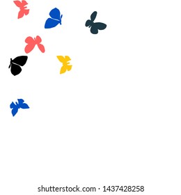 Summer Background with Colorful Butterflies. Simple Feminine Pattern for Card, Invitation, Print. Trendy Decoration with Beautiful Butterfly Silhouettes. Vector Background with Moth