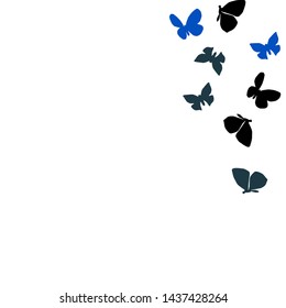 Summer Background with Colorful Butterflies. Simple Feminine Pattern for Card, Invitation, Print. Trendy Decoration with Beautiful Butterfly Silhouettes. Vector Background with Moth