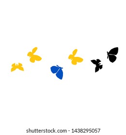 Summer Background with Colorful Butterflies. Simple Feminine Pattern for Card, Invitation, Print. Trendy Decoration with Beautiful Butterfly Silhouettes. Vector Background with Moth