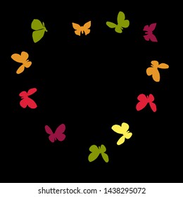 Summer Background with Colorful Butterflies. Simple Feminine Pattern for Card, Invitation, Print. Trendy Decoration with Beautiful Butterfly Silhouettes. Vector Background with Moth