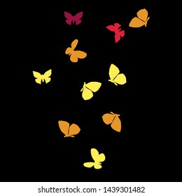 Summer Background with Colorful Butterflies. Simple Feminine Pattern for Card, Invitation, Print. Trendy Decoration with Beautiful Butterfly Silhouettes. Vector Background with Moth