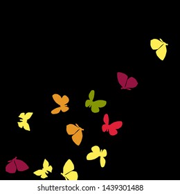 Summer Background with Colorful Butterflies. Simple Feminine Pattern for Card, Invitation, Print. Trendy Decoration with Beautiful Butterfly Silhouettes. Vector Background with Moth