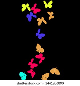 Summer Background with Colorful Butterflies. Simple Feminine Pattern for Card, Invitation, Print. Trendy Decoration with Beautiful Butterfly Silhouettes. Vector Background with Moth
