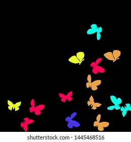 Summer Background with Colorful Butterflies. Simple Feminine Pattern for Card, Invitation, Print. Trendy Decoration with Beautiful Butterfly Silhouettes. Vector Background with Moth
