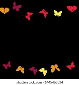 Summer Background with Colorful Butterflies. Simple Feminine Pattern for Card, Invitation, Print. Trendy Decoration with Beautiful Butterfly Silhouettes. Vector Background with Moth
