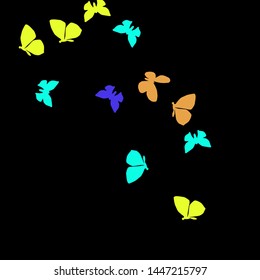 Summer Background with Colorful Butterflies. Simple Feminine Pattern for Card, Invitation, Print. Trendy Decoration with Beautiful Butterfly Silhouettes. Vector Background with Moth
