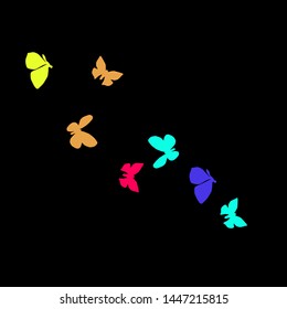 Summer Background with Colorful Butterflies. Simple Feminine Pattern for Card, Invitation, Print. Trendy Decoration with Beautiful Butterfly Silhouettes. Vector Background with Moth

