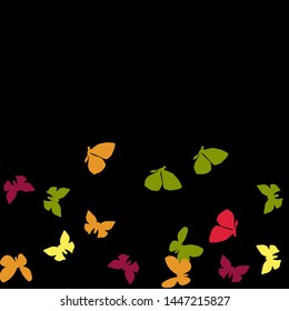 Summer Background with Colorful Butterflies. Simple Feminine Pattern for Card, Invitation, Print. Trendy Decoration with Beautiful Butterfly Silhouettes. Vector Background with Moth
