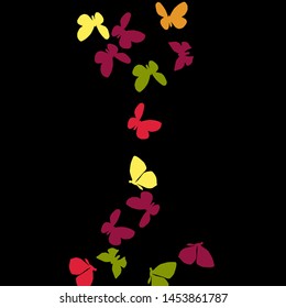 Summer Background with Colorful Butterflies. Simple Feminine Pattern for Card, Invitation, Print. Trendy Decoration with Beautiful Butterfly Silhouettes. Vector Background with Moth
