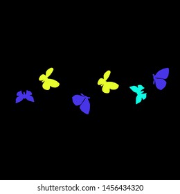Summer Background with Colorful Butterflies. Simple Feminine Pattern for Card, Invitation, Print. Trendy Decoration with Beautiful Butterfly Silhouettes. Vector Background with Moth
