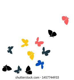 Summer Background with Colorful Butterflies. Simple Feminine Pattern for Card, Invitation, Print. Trendy Decoration with Beautiful Butterfly Silhouettes. Vector Background with Moth
