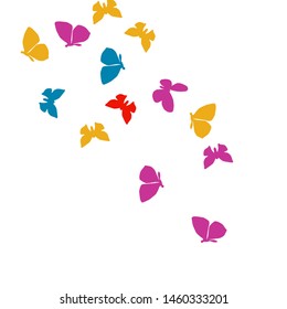 Summer Background with Colorful Butterflies. Simple Feminine Pattern for Card, Invitation, Print. Trendy Decoration with Beautiful Butterfly Silhouettes. Vector Background with Moth
