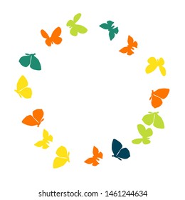 Summer Background with Colorful Butterflies. Simple Feminine Pattern for Card, Invitation, Print. Trendy Decoration with Beautiful Butterfly Silhouettes. Vector Background with Moth
