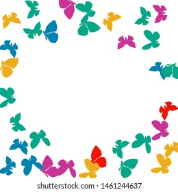 Summer Background with Colorful Butterflies. Simple Feminine Pattern for Card, Invitation, Print. Trendy Decoration with Beautiful Butterfly Silhouettes. Vector Background with Moth
