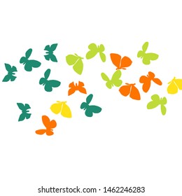 Summer Background with Colorful Butterflies. Simple Feminine Pattern for Card, Invitation, Print. Trendy Decoration with Beautiful Butterfly Silhouettes. Vector Background with Moth
