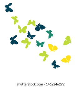 Summer Background with Colorful Butterflies. Simple Feminine Pattern for Card, Invitation, Print. Trendy Decoration with Beautiful Butterfly Silhouettes. Vector Background with Moth
