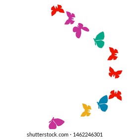 Summer Background with Colorful Butterflies. Simple Feminine Pattern for Card, Invitation, Print. Trendy Decoration with Beautiful Butterfly Silhouettes. Vector Background with Moth
