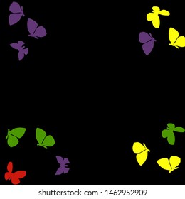 Summer Background with Colorful Butterflies. Simple Feminine Pattern for Card, Invitation, Print. Trendy Decoration with Beautiful Butterfly Silhouettes. Vector Background with Moth
