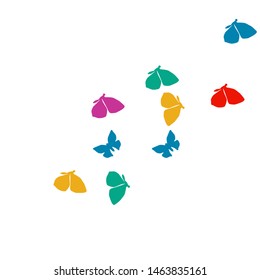 Summer Background with Colorful Butterflies. Simple Feminine Pattern for Card, Invitation, Print. Trendy Decoration with Beautiful Butterfly Silhouettes. Vector Background with Moth
