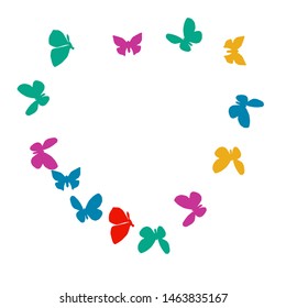 Summer Background with Colorful Butterflies. Simple Feminine Pattern for Card, Invitation, Print. Trendy Decoration with Beautiful Butterfly Silhouettes. Vector Background with Moth
