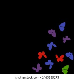 Summer Background with Colorful Butterflies. Simple Feminine Pattern for Card, Invitation, Print. Trendy Decoration with Beautiful Butterfly Silhouettes. Vector Background with Moth
