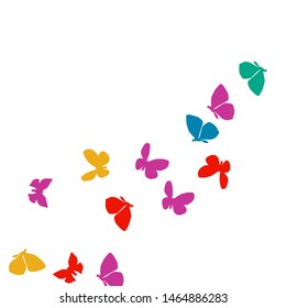 Summer Background with Colorful Butterflies. Simple Feminine Pattern for Card, Invitation, Print. Trendy Decoration with Beautiful Butterfly Silhouettes. Vector Background with Moth
