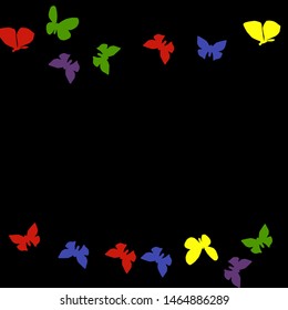 Summer Background with Colorful Butterflies. Simple Feminine Pattern for Card, Invitation, Print. Trendy Decoration with Beautiful Butterfly Silhouettes. Vector Background with Moth
