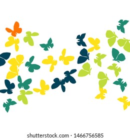 Summer Background with Colorful Butterflies. Simple Feminine Pattern for Card, Invitation, Print. Trendy Decoration with Beautiful Butterfly Silhouettes. Vector Background with Moth
