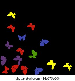 Summer Background with Colorful Butterflies. Simple Feminine Pattern for Card, Invitation, Print. Trendy Decoration with Beautiful Butterfly Silhouettes. Vector Background with Moth
