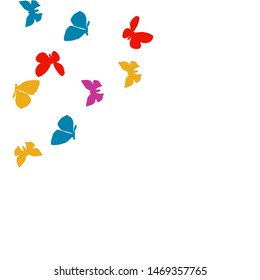 Summer Background with Colorful Butterflies. Simple Feminine Pattern for Card, Invitation, Print. Trendy Decoration with Beautiful Butterfly Silhouettes. Vector Background with Moth
