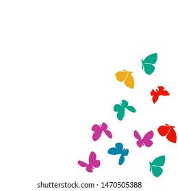 Summer Background with Colorful Butterflies. Simple Feminine Pattern for Card, Invitation, Print. Trendy Decoration with Beautiful Butterfly Silhouettes. Vector Background with Moth
