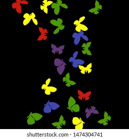 Summer Background with Colorful Butterflies. Simple Feminine Pattern for Card, Invitation, Print. Trendy Decoration with Beautiful Butterfly Silhouettes. Vector Background with Moth
