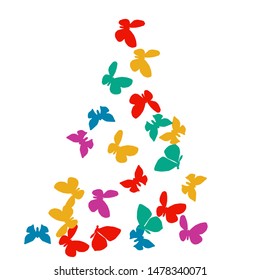 Summer Background with Colorful Butterflies. Simple Feminine Pattern for Card, Invitation, Print. Trendy Decoration with Beautiful Butterfly Silhouettes. Vector Background with Moth
