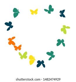 Summer Background with Colorful Butterflies. Simple Feminine Pattern for Card, Invitation, Print. Trendy Decoration with Beautiful Butterfly Silhouettes. Vector Background with Moth
