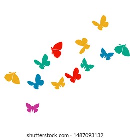 Summer Background with Colorful Butterflies. Simple Feminine Pattern for Card, Invitation, Print. Trendy Decoration with Beautiful Butterfly Silhouettes. Vector Background with Moth
